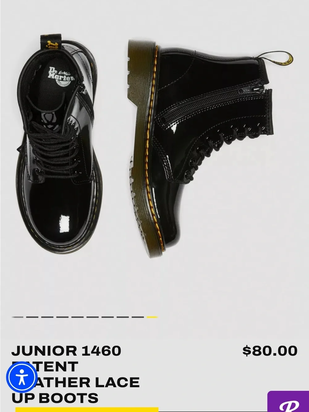 Dr. Martens Junior 1460 Glossy Black Lace-Up Boots